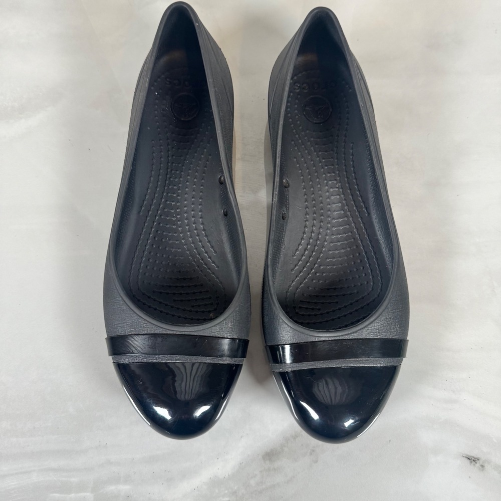 Crocs Cap Toe Black Ballet Flats Slip On Comfort Neutral Classic‎ Timeless 9